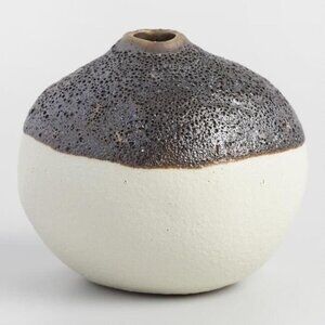 Brown and White Round Bud Vase
